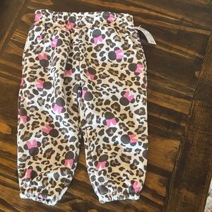NEW Minnie Mouse Leopard Print Kids Joggers with Pink Accents